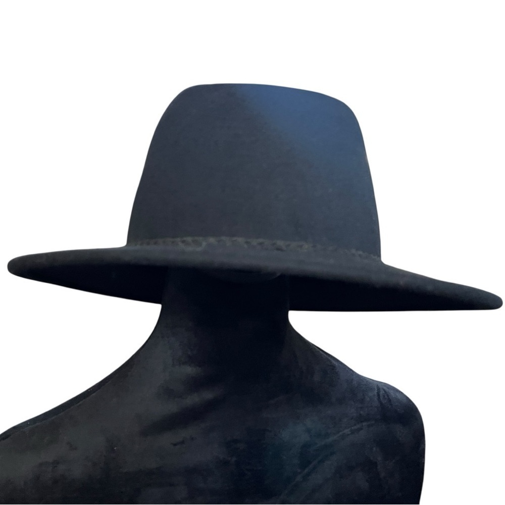 ASOS DESIGN 100% Wool Classic Black Fedora Hat with Braid Trim SZ M - Picture 11 of 13